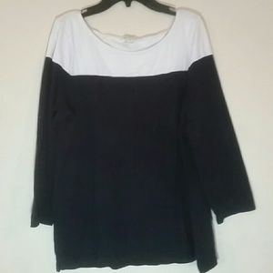 J crew top 3/4 sleeve size Xl blue and white
